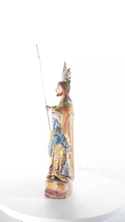 Impressionante São José Policromado com Olhos de Vidro